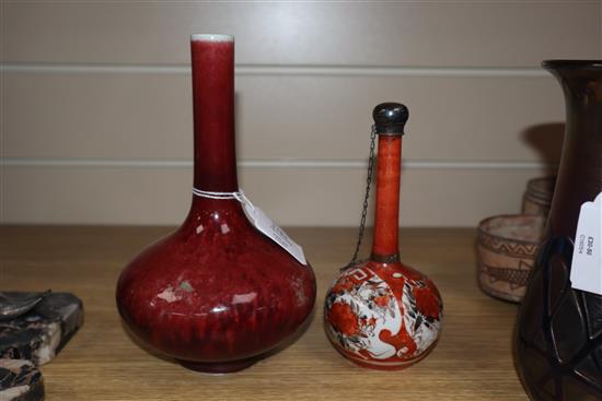 A Chinese Sang de Boeuf vase and a Kutani vase